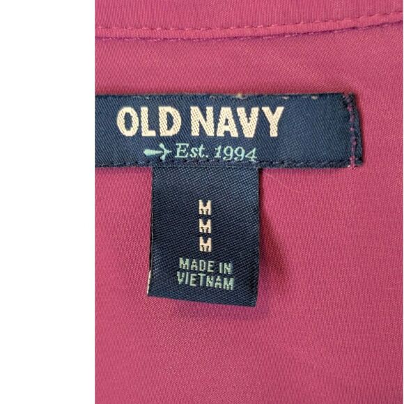 Old Navy Plum Roll Up Button Up Shirt Sz M Workwear Business Casual Preppy Fall - Picture 4 of 4